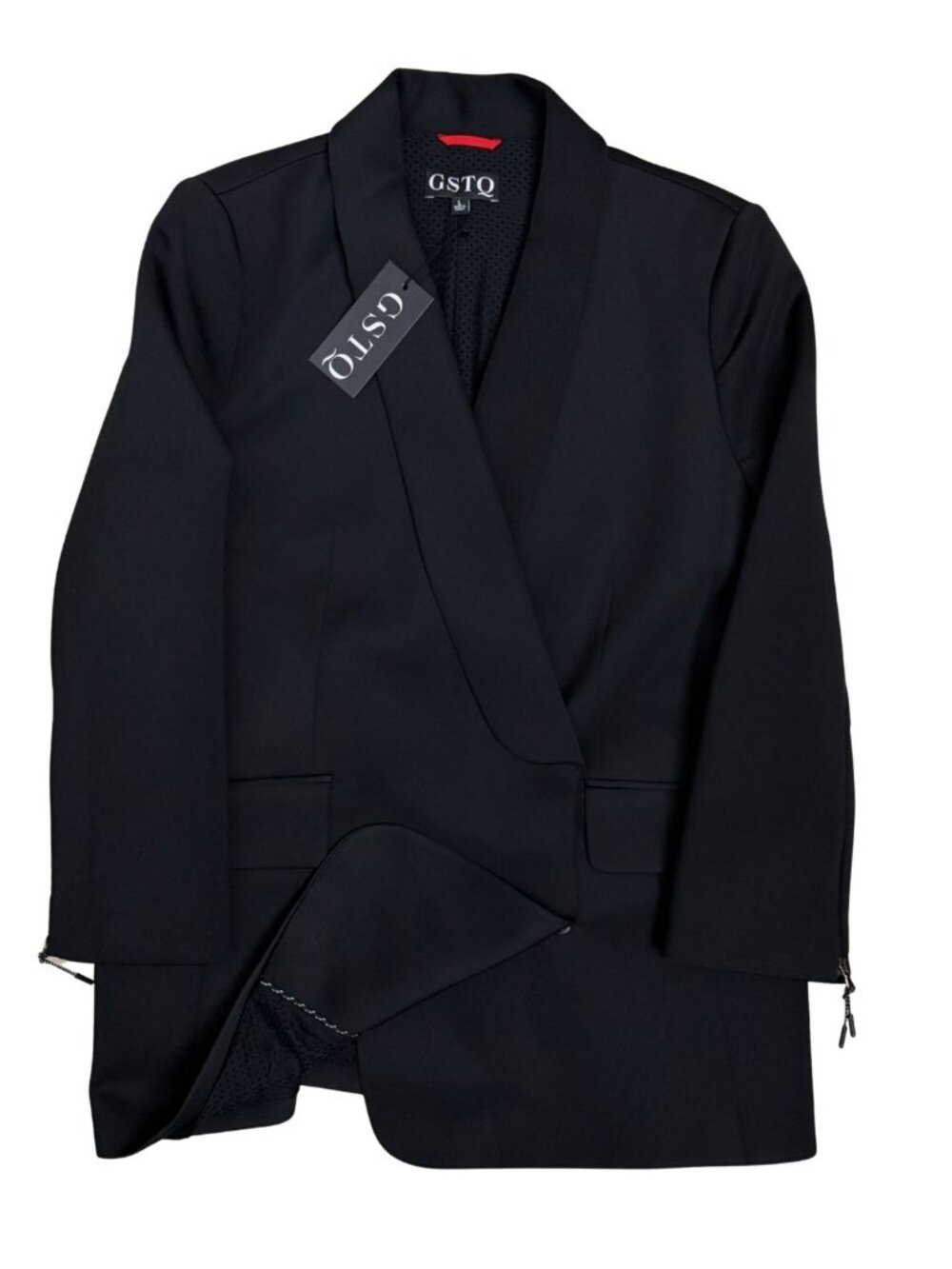 GSTQ Souba Tuxedo Blazer Jacket Black Formal Business Casual Mens Large NWT